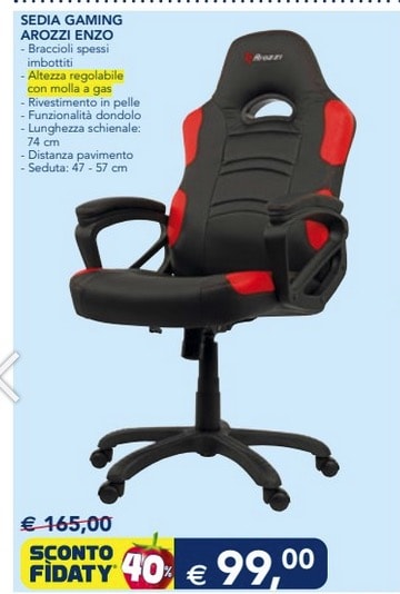 blackdays esselunga sedia gaming