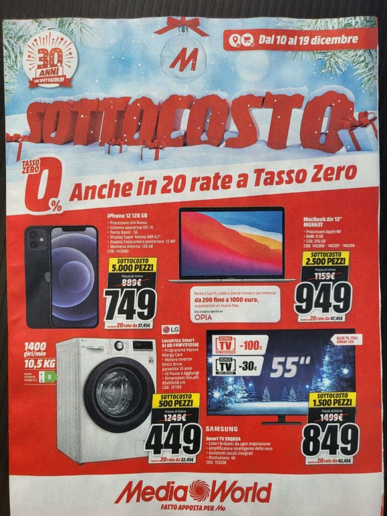 Volantino MediaWorld sottocosto 10 dicembre 2021 pagina 01