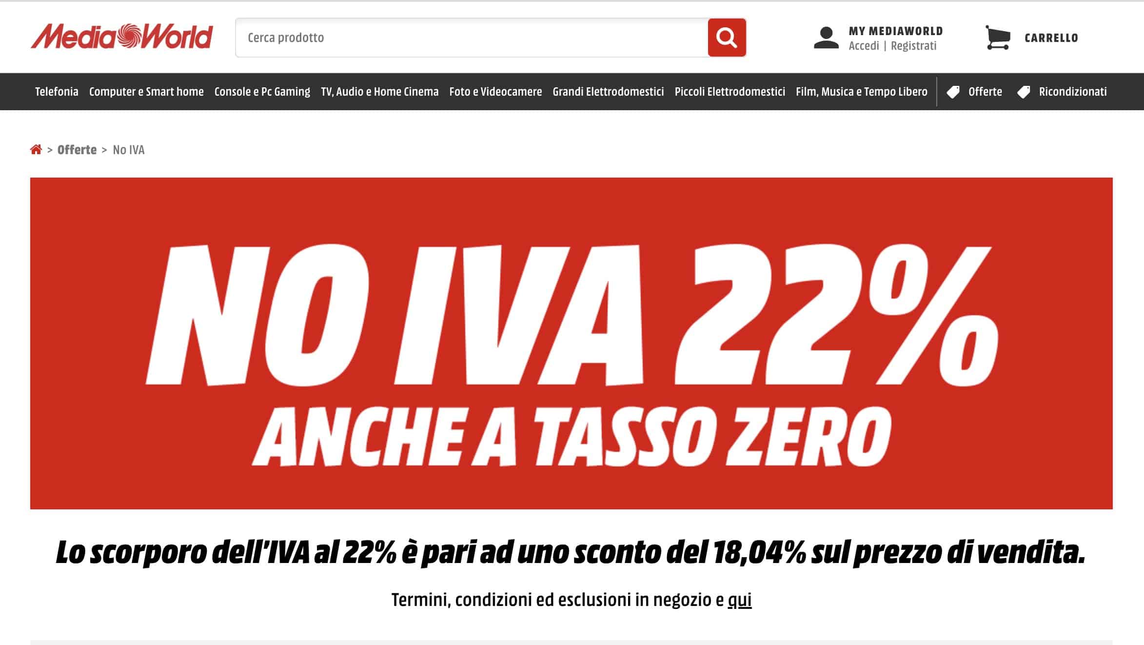 MediaWorld NO IVA 4-6 febbraio 2022: come funziona, esclusioni e offerte migliori