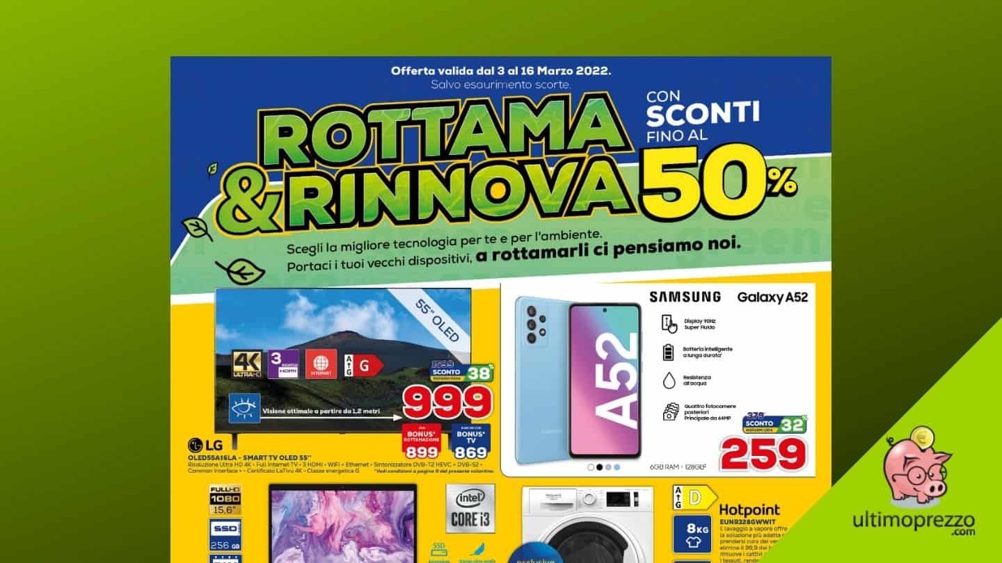 Anteprima volantino Euronics 3-16 marzo 2022, le offerte di “Rottama e rinnova”