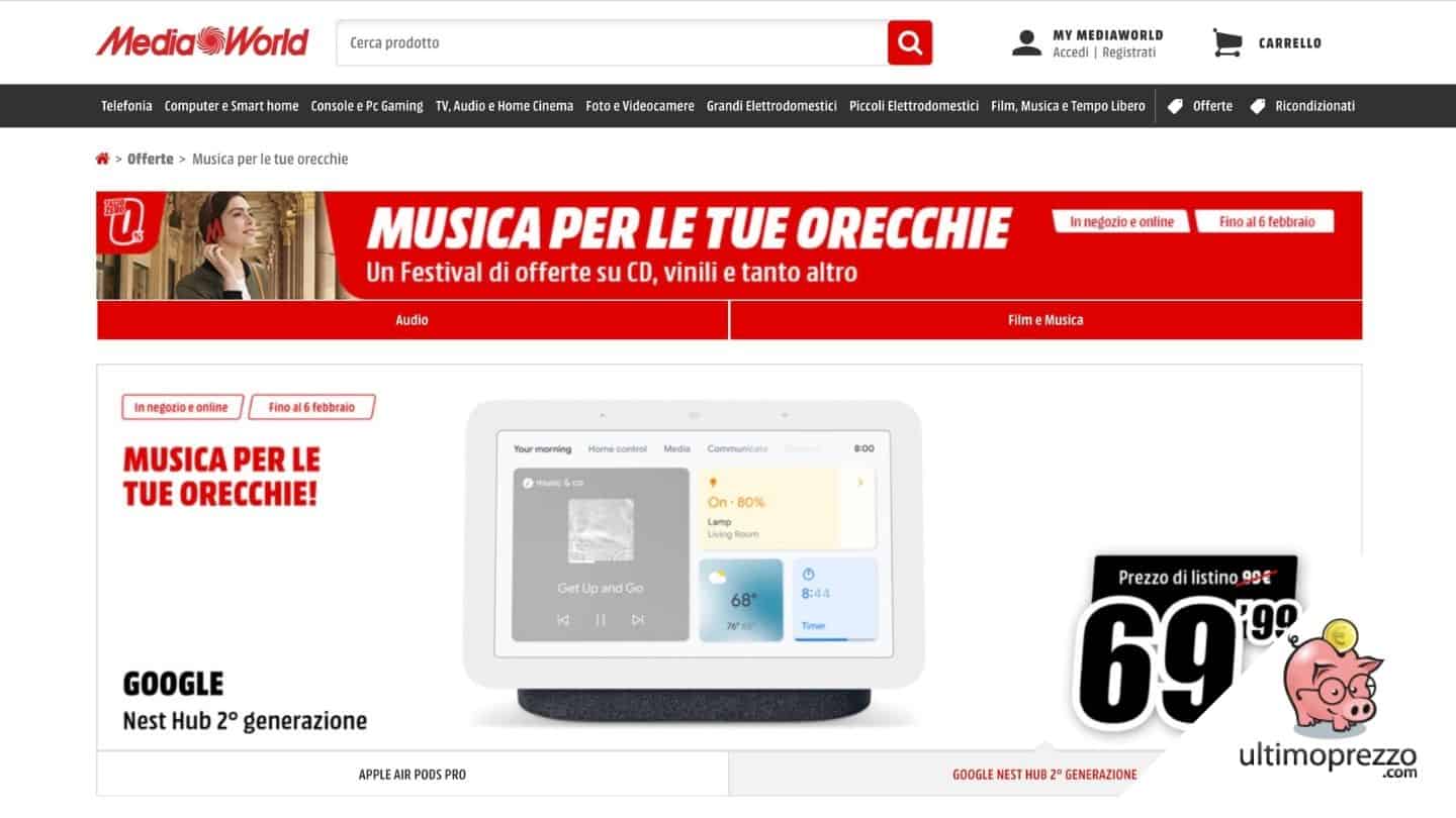 Nuovi sconti MediaWorld 2-6 febbraio 2022: auricolari, casse e smart speaker, Festival (di Sanremo) di offerte