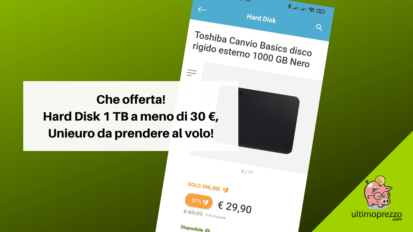 Hard Disk Toshiba Canvio Basics 1TB Unieuro