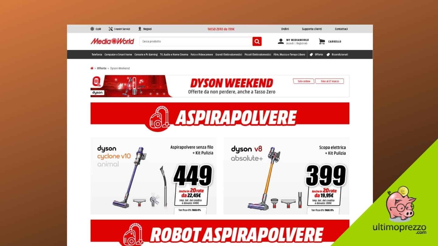 Offerte Dyson MediaWorld: fino al 27 marzo 2022 aspirapolvere, robot e piastre anche a tasso zero!