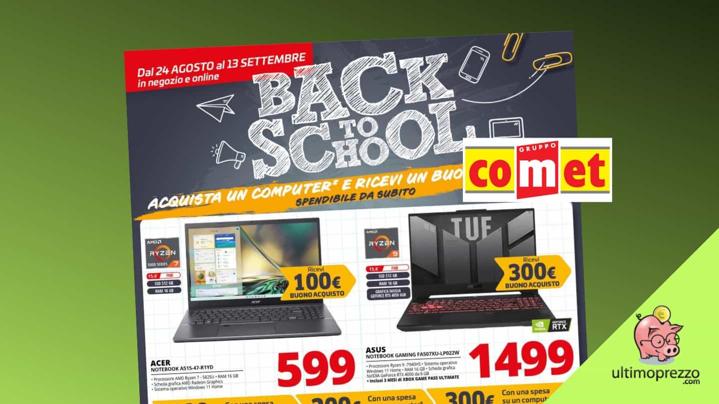 Back To School Comet 2023, buoni spesa in regalo per chi acquista un computer