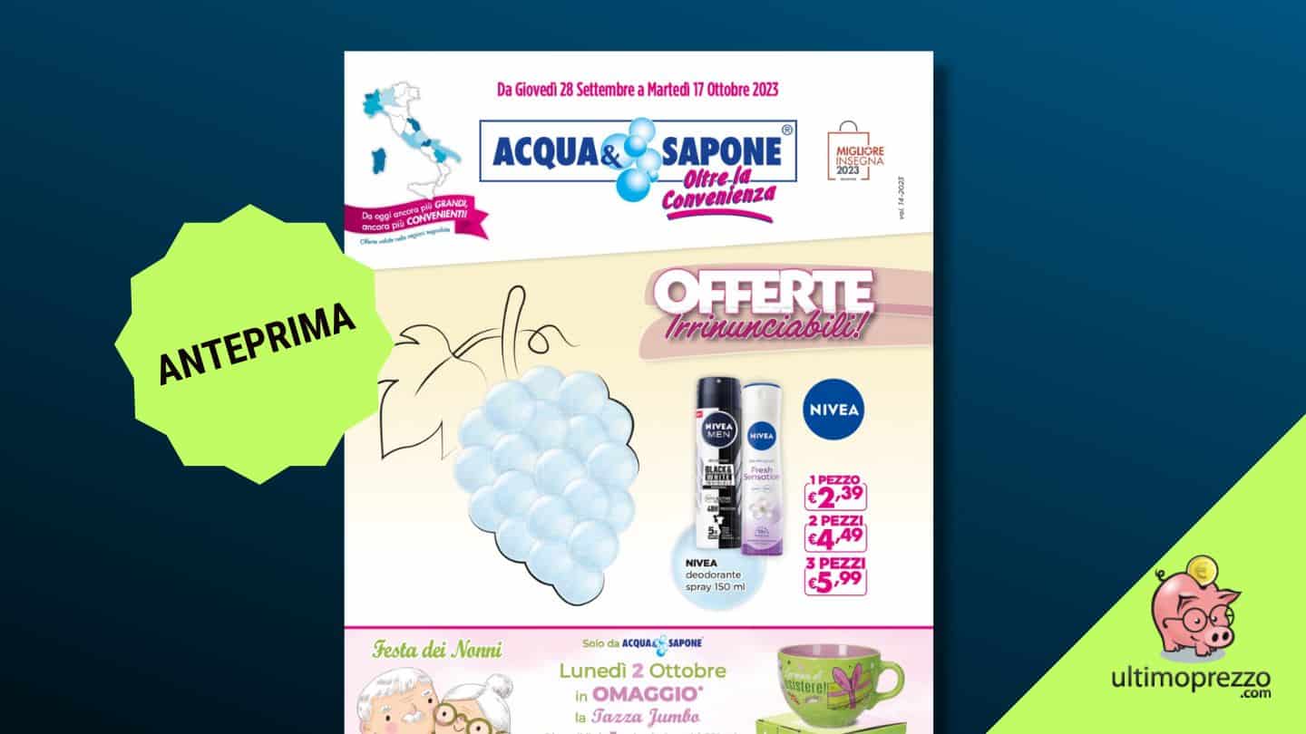 Volantino Acqua e Sapone, in anteprima la promo dal 28 settembre 2023 con il regalo per la Festa dei nonni