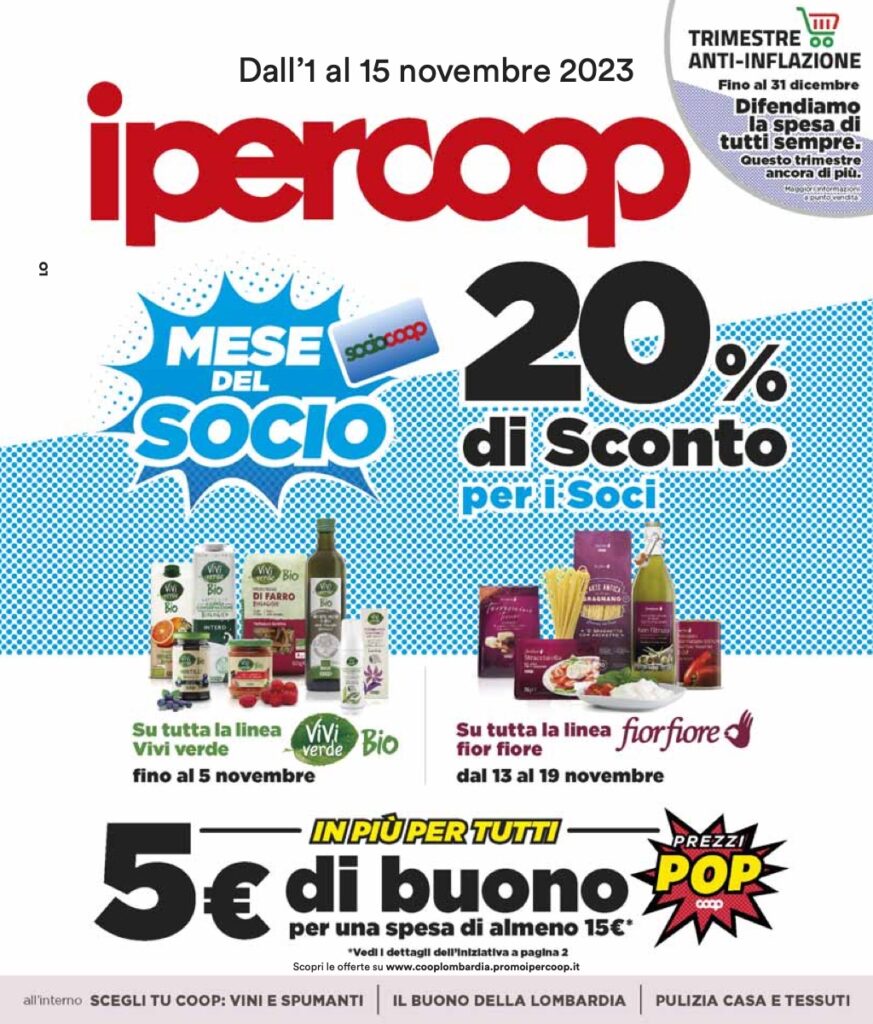 volantino Coop Lombardia Ipercoop 1 novembre 2023 pagina 01