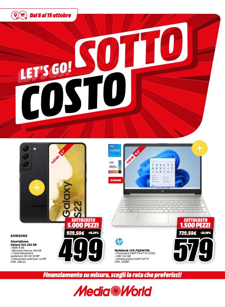 volantino MediaWorld sottocosto 6 ottobre 2023 pagina 01