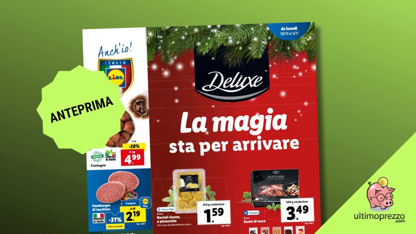 Anteprima volantino Lidl, dal 30 ottobre 2023 concorso Deluxe e albero di Natale in offerta