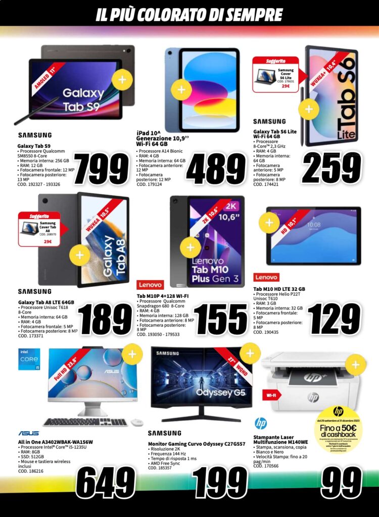volantino Black Friday MediaWorld 13 novembre 2023 pagina 09
