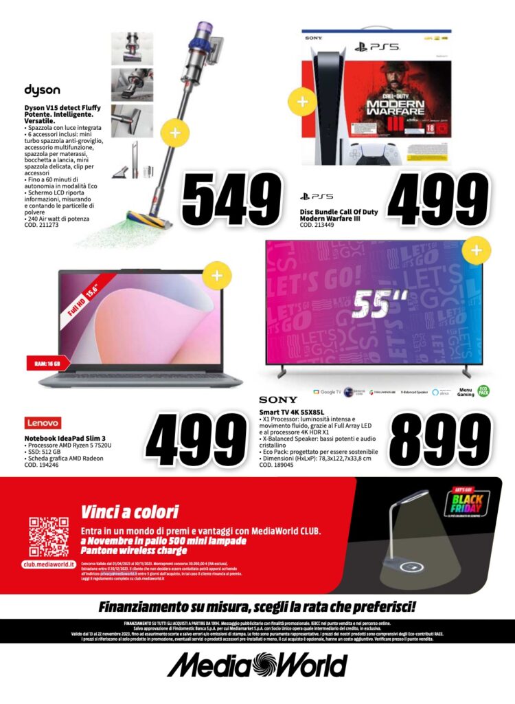 volantino Black Friday MediaWorld 13 novembre 2023 pagina 24