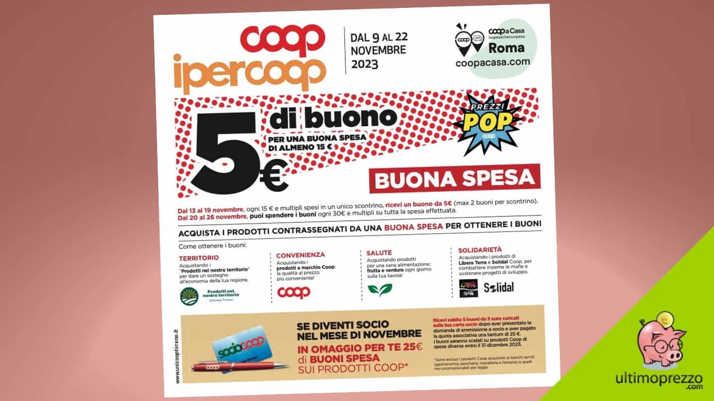 Anteprima volantino Coop Ipercoop, dal 9 novembre 2023 ancora buoni spesa per UniCoop Tirreno