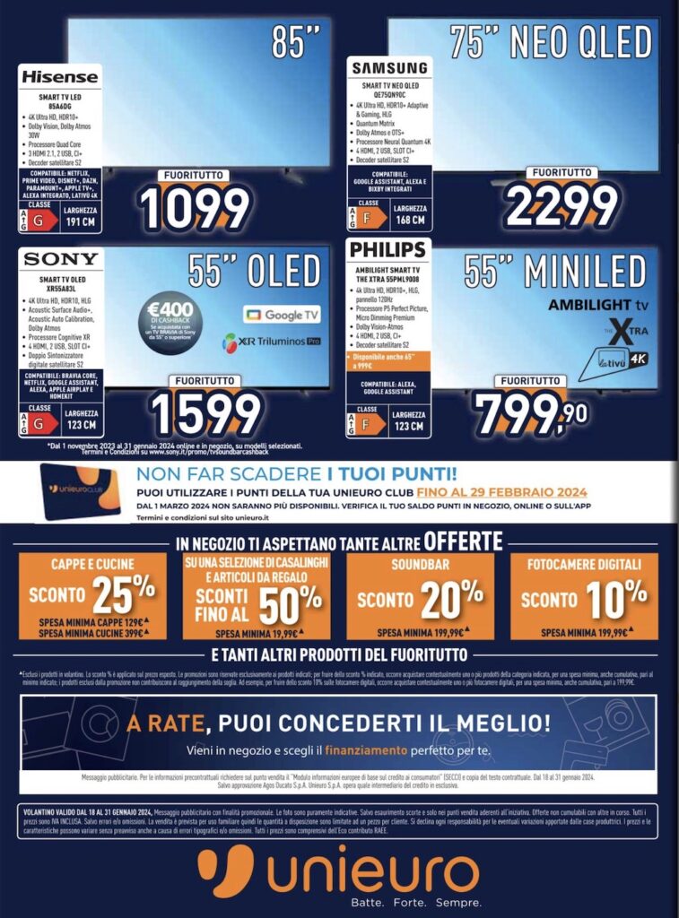 volantino Fuoritutto Unieuro 18 gennaio 2024 pagina 12