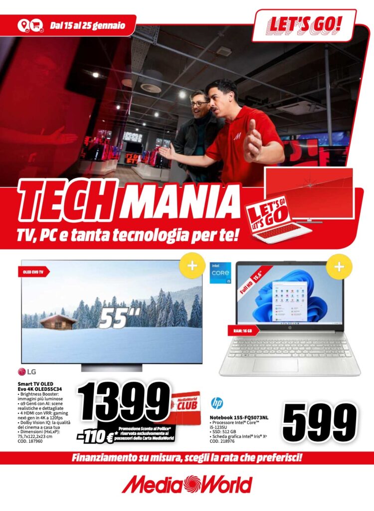 volantino MediaWorld 15 gennaio 2024 pagina 01