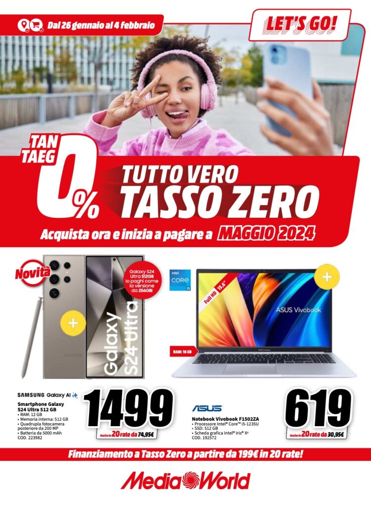 volantino MediaWorld 26 gennaio 2024 pagina 01