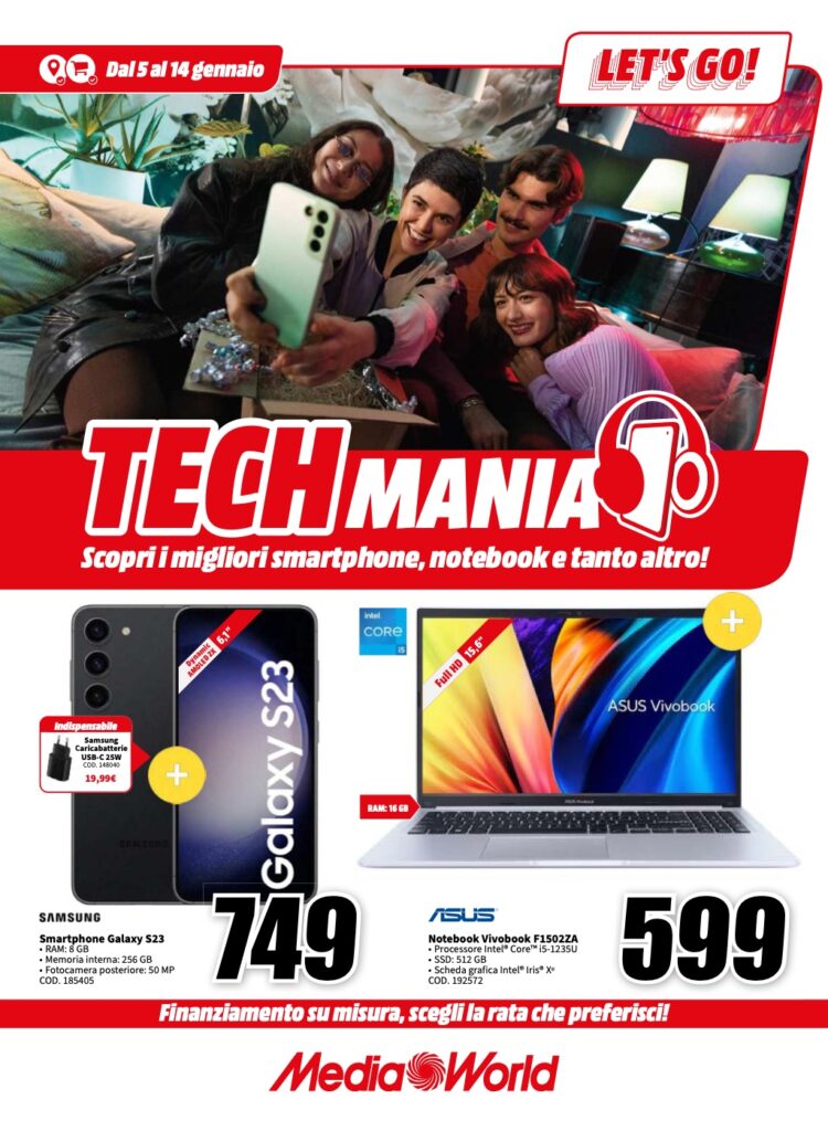 volantino MediaWorld 5 gennaio 2024 pagina 01