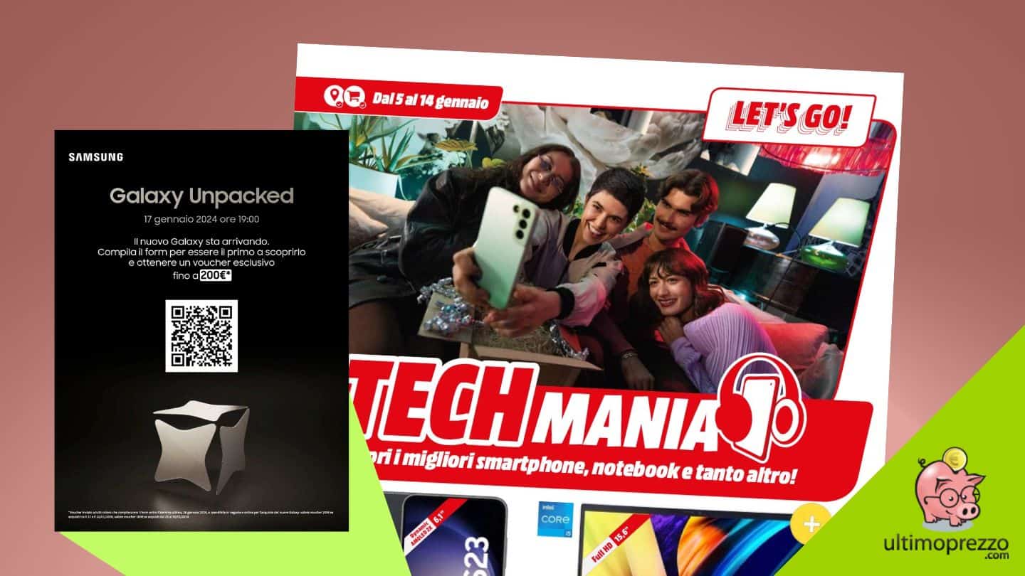 Samsung Galaxy S24, 200 Euro di buono spesa in regalo nel volantino MediaWorld dal 5 gennaio 2024