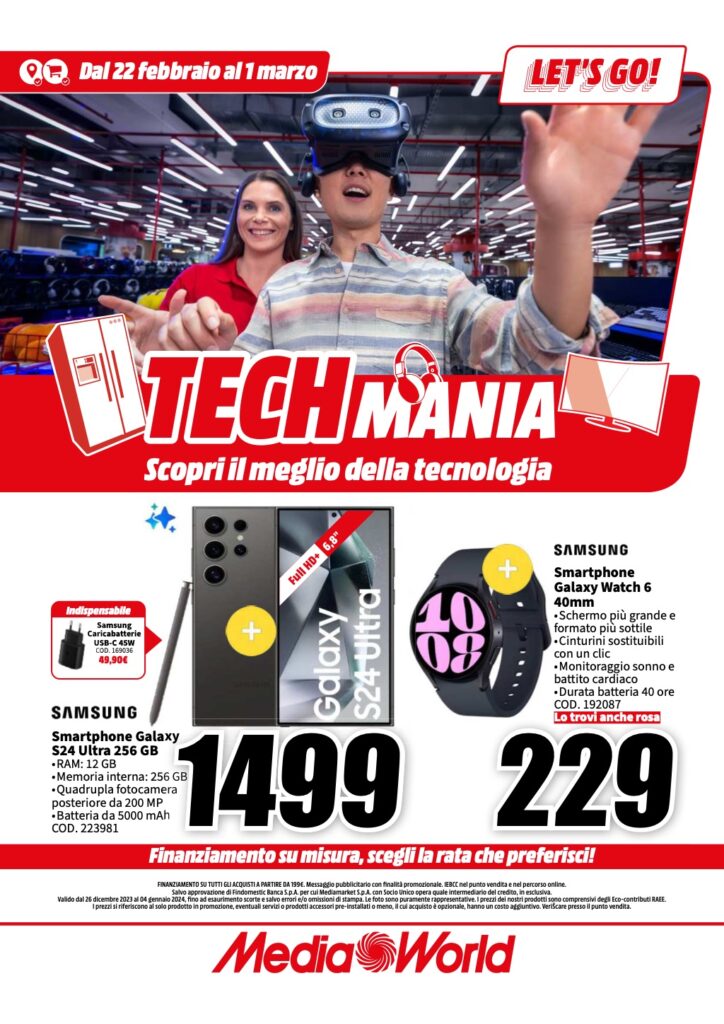 volantino MediaWorld 22 febbraio 2024 pagina 01