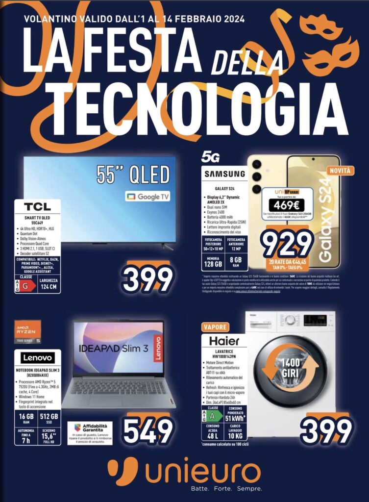 volantino Unieuro 1 febbraio 2024 pagina 01