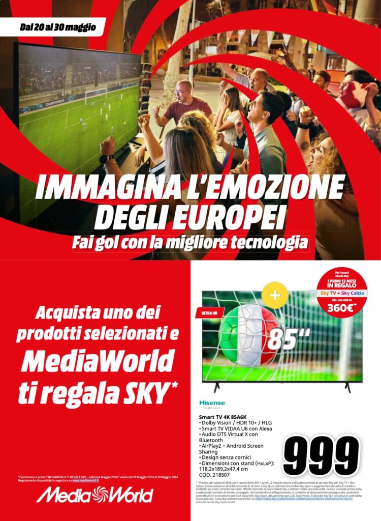 volantino MediaWorld Euro2024 20 maggio pagina 01