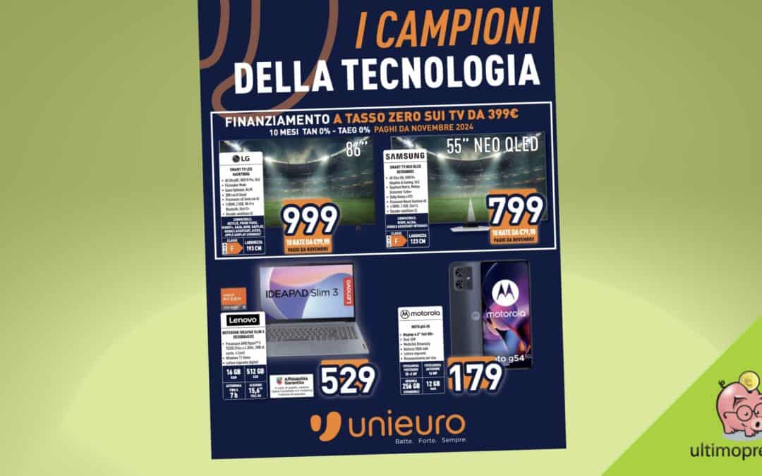 Volantino Unieuro Euro 2024, dal 30 maggio TV a tasso zero e supervalutazione per PS5