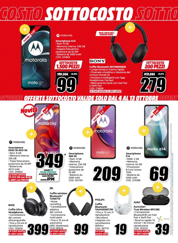 volantino sottocosto MediaWorld 4 ottobre 2024 pagina 04