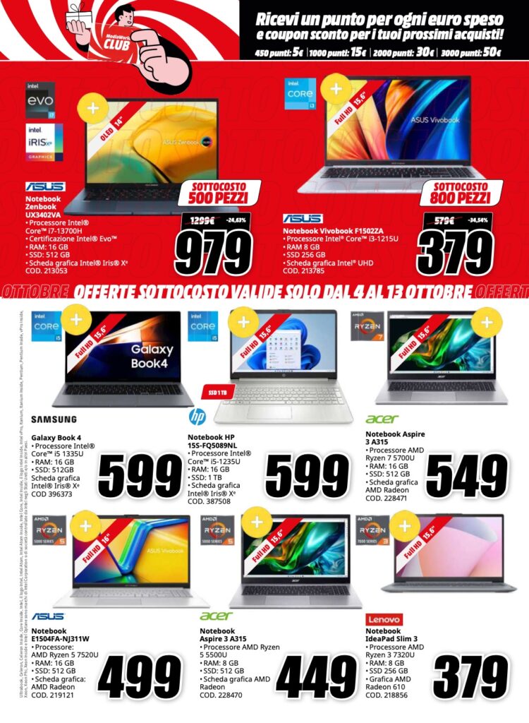 volantino sottocosto MediaWorld 4 ottobre 2024 pagina 09