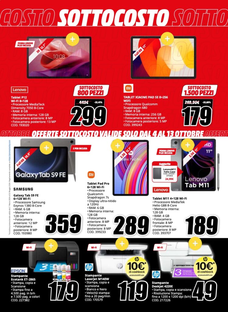 volantino sottocosto MediaWorld 4 ottobre 2024 pagina 11