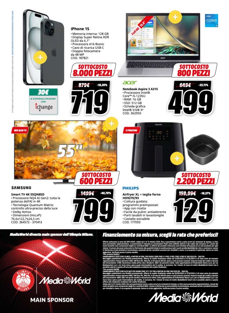 volantino sottocosto MediaWorld 4 ottobre 2024 pagina 32