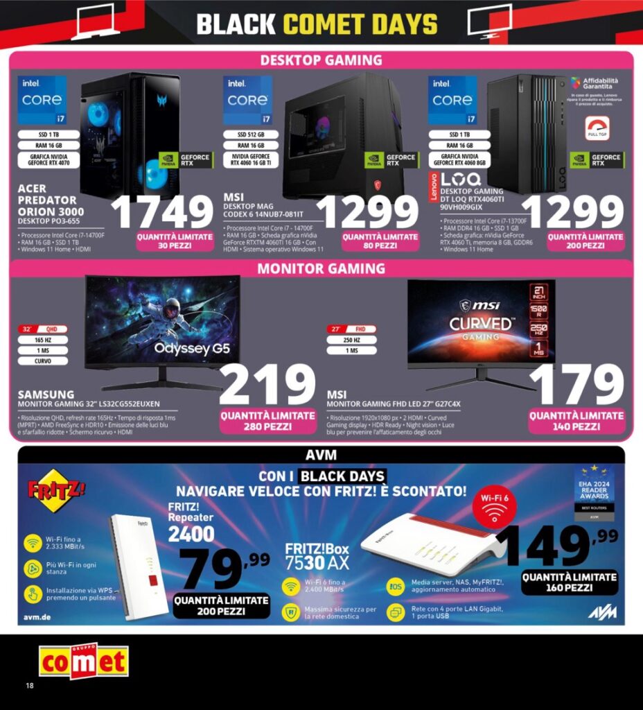 volantino Comet Black Friday 2024 novembre 14 pagina 18