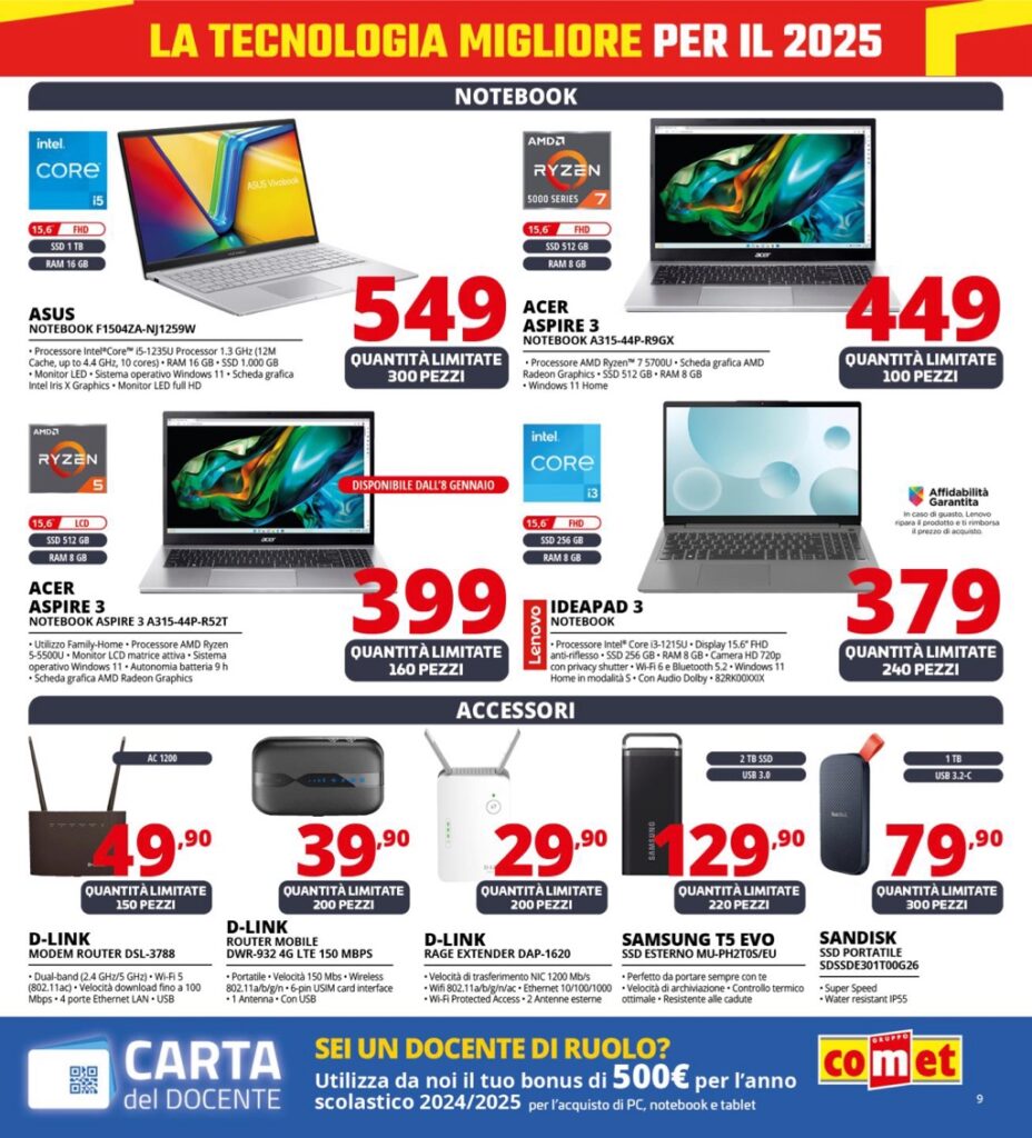 volantino Saldi Comet 2 gennaio 2025 pagina 09